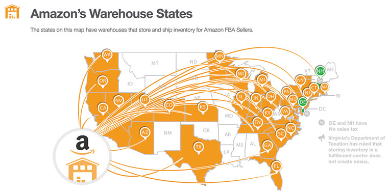 Amazon's warehouse states